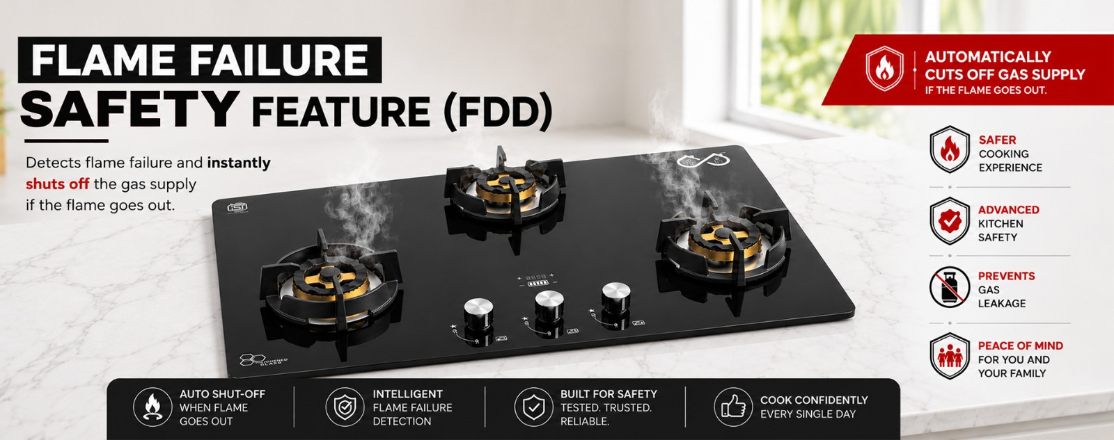 SigriWala flame failure safety feature FDD timer hob banner